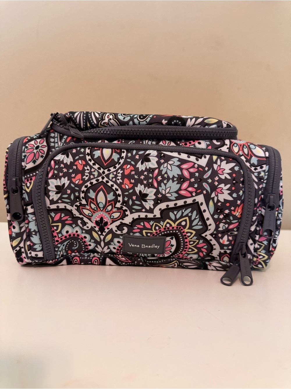 Vera Bradley Black Floral Paisley Travel Cosmetic Pouch